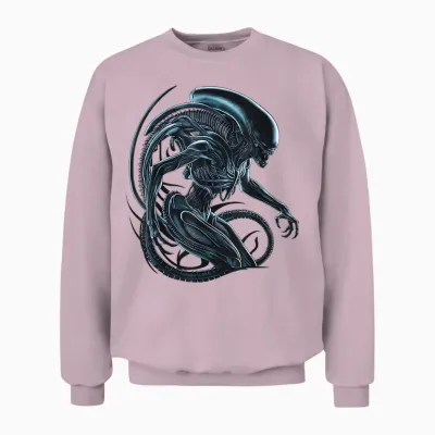 Illustriertes Poster Mit Alien-Xenomorph Unisex Sweatshirt - Light Pink