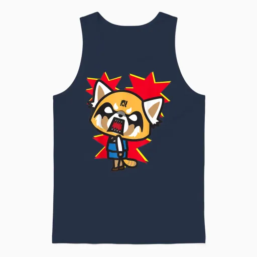 Aggretsuko Rage Face Unisex Tank Top in Navy