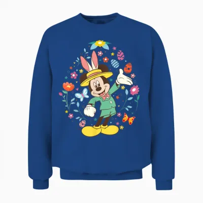 Disney Mickey Mouse with Bunny Ears and Easter Egg Spring Unisex Sweatshirt - Royal