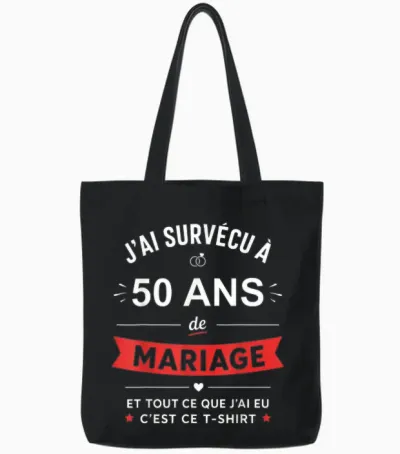 Idée Humour Blague Couple J’ai Survécu à 50 Ans De Mariage Tote Bags - Black