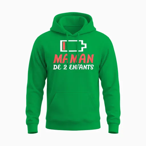 Mom of 2 Kids Funny Cute Mother's Day Gift Unisex Hoodie - Irish Green