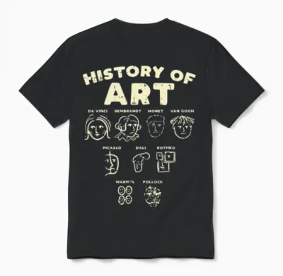 History of Art Funny Famous Artists Meme Joke Unisex T-Shirt - Black