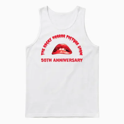 The Rocky Horror Picture Show 50th Anniversary Lips Logo Unisex Tank Top - White