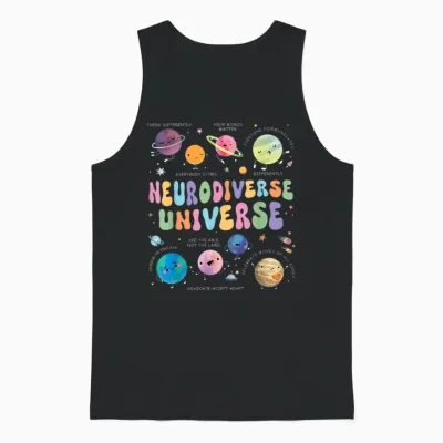 Neurodiverse Universe Autism Awareness Understand Accept Unisex Tank Top - Black