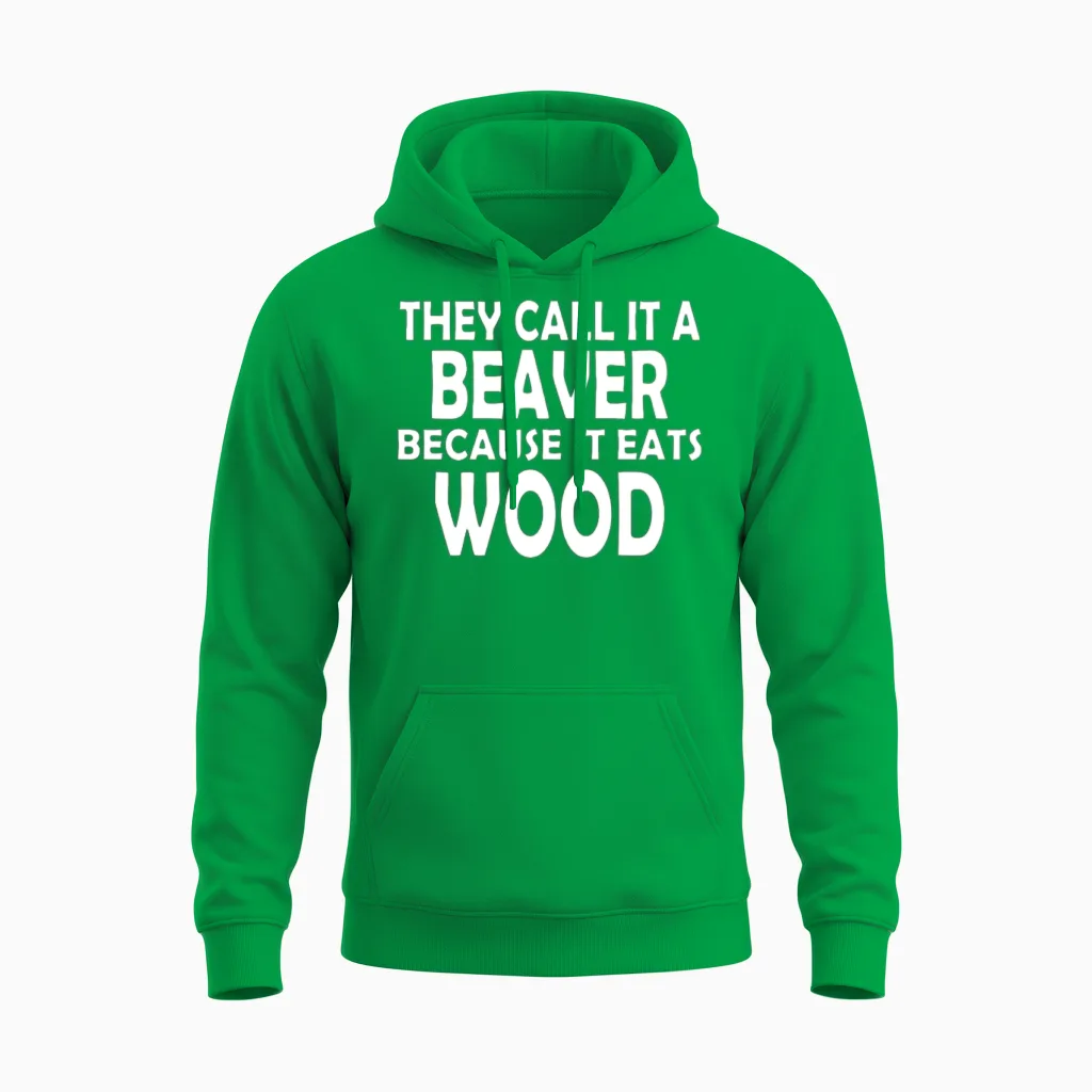 Beaver Wood Logo Funny Unisex Hoodie in Irish Green
