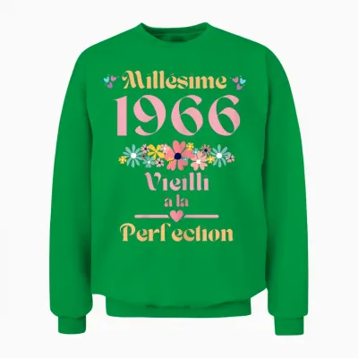 58 Ans Femme 1966 Idée Cadeau Anniversaire Drôle Humour Mam T-Shirt, Black, Female X-Small Unisex Sweatshirt - Irish Green