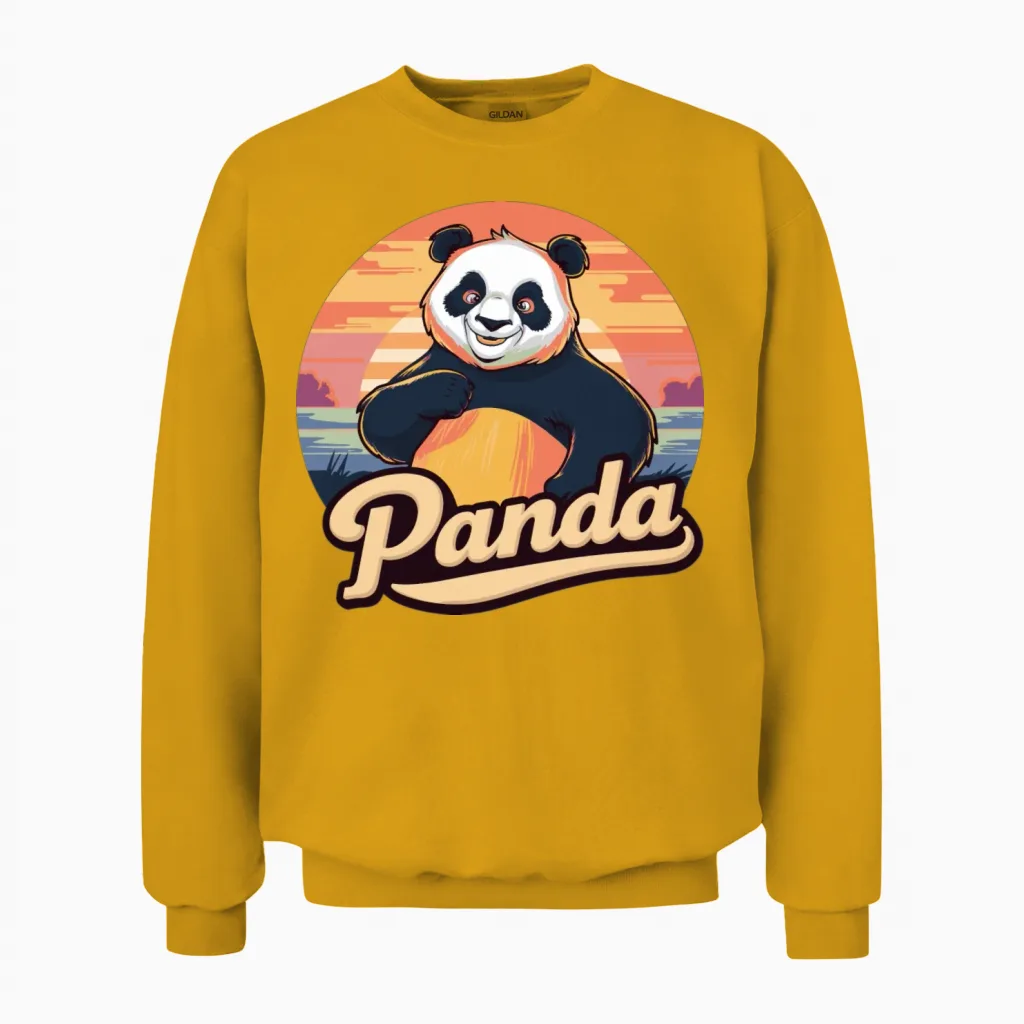 Funny Panda Retro Vintage Unisex Sweatshirt - Gold