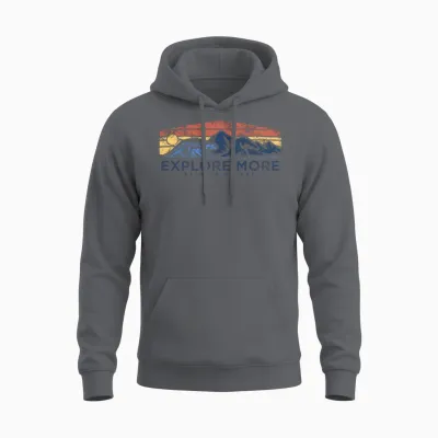 Explore More, Retro Design Adventure. Unisex Hoodie - Charcoal
