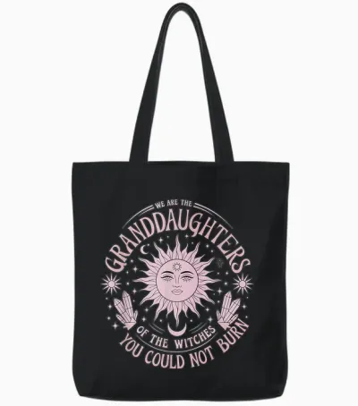 Sorcière Solaire Petite-Fille, Sorcière Magique Soleil Cristal Amusant Tote Bags - Black