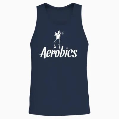 Aerobics Lettering Aerobic Workout Retro Unisex Tank Top - Navy