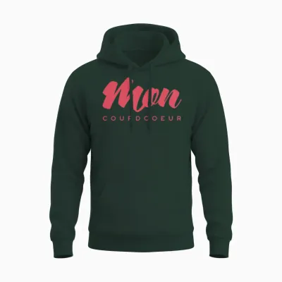 Moncoupdcoeur Red Retro Unisex Hoodie - Forest