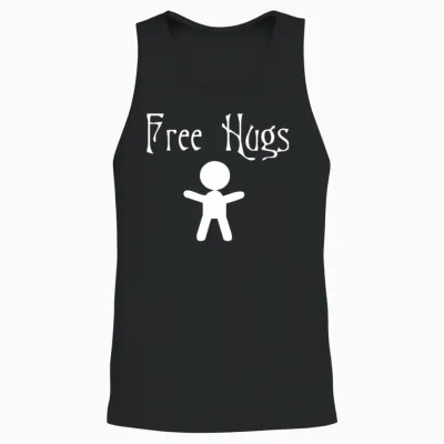 Free Hugs Funny Unisex Tank Top - Black
