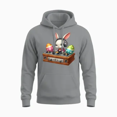 Oster-Dj Bunny Mixing Beats, Lustige Musik Zum Thema Ostern Unisex Hoodie - Sport Grey