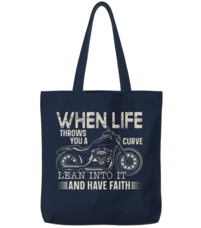 Christian Motorcycle Biker Faith Tote Bags - Navy