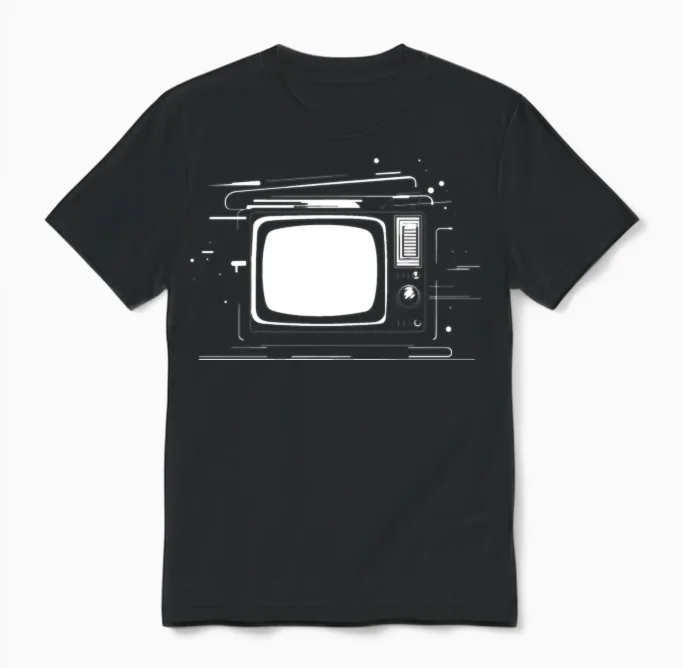 Retro Tv Sketch Unisex T-Shirt - Black