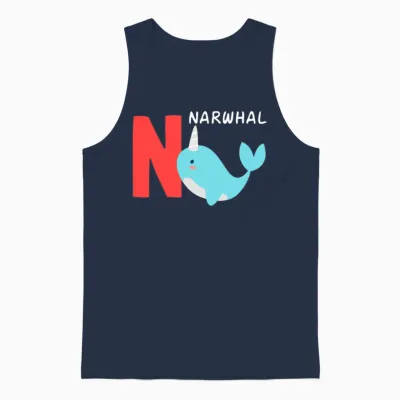 Narwhal Funny Alphabet Unisex Tank Top - Navy