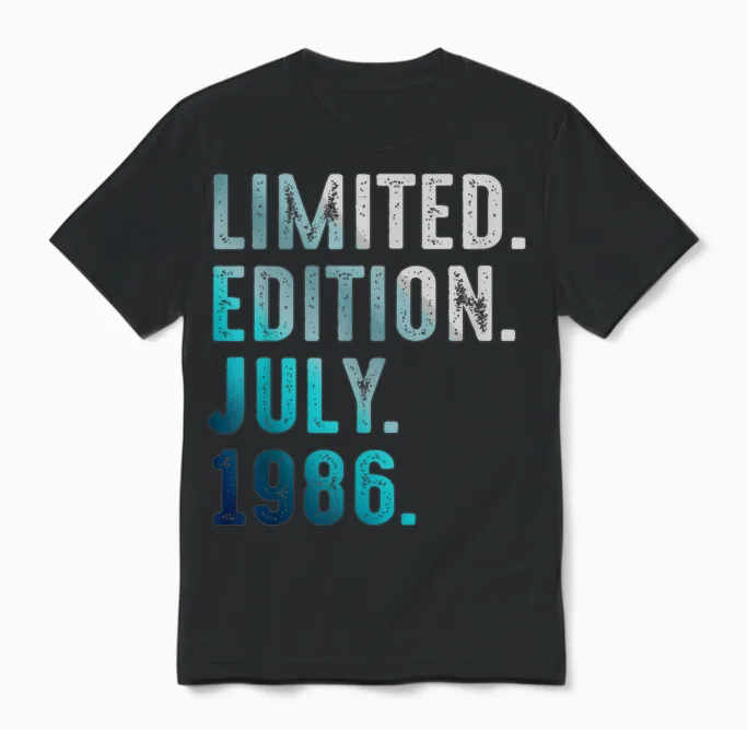 édition Limitée Juillet 1986 Retro Vintage 1986 Unisex T-Shirt in Black