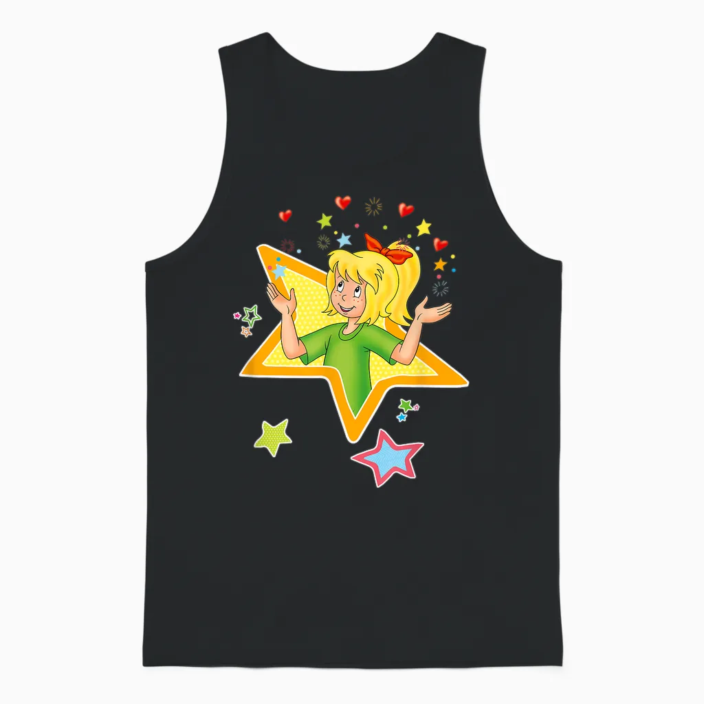 Bibi Blocksberg - Star with Heart T-Shirt, Blue Unisex Tank Top in Black