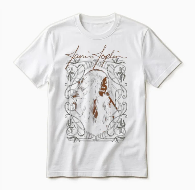 Photo Janis Joplin New Unisex T-Shirt in White
