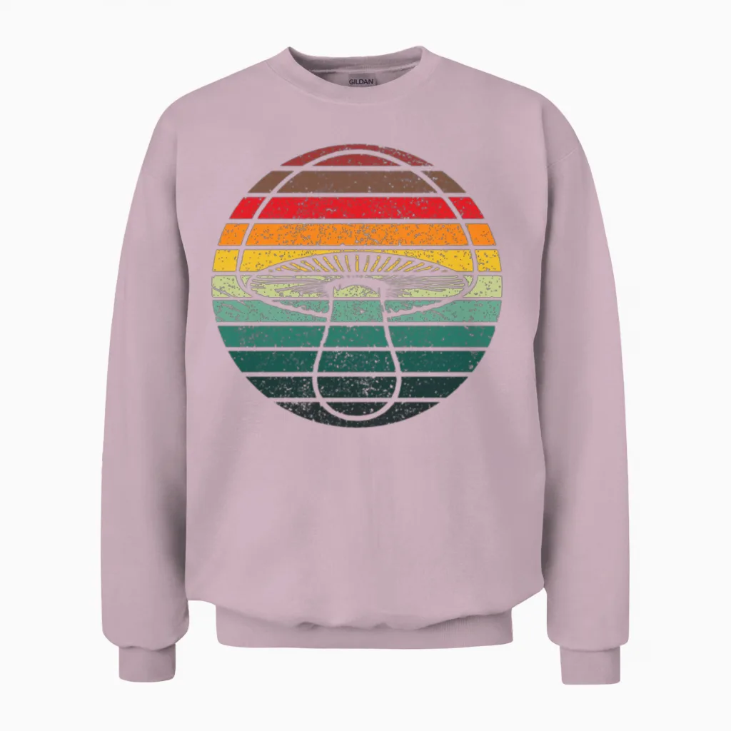 Retro Layers Mushroom Unisex Sweatshirt in Light Pink