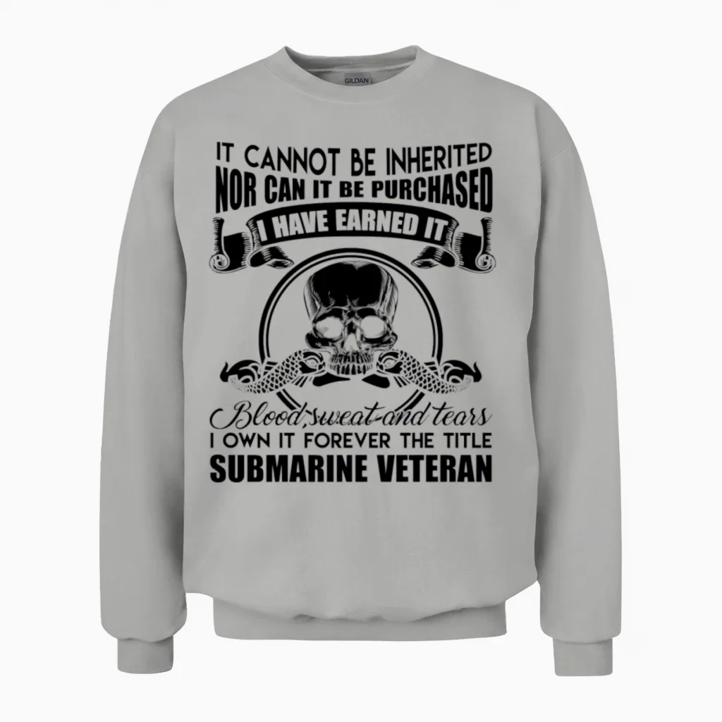 Submarine Veteran Forever Title Unisex Sweatshirt in Ash