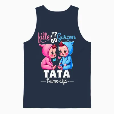 Gift Gender Reveal Tata Party Sex Reveal Baby T-Shirt, Black, S Unisex Tank Top - Navy