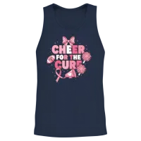 Cheer for the Cure Breast Cancer Awareness Unisex Tank Top - Navy – 2