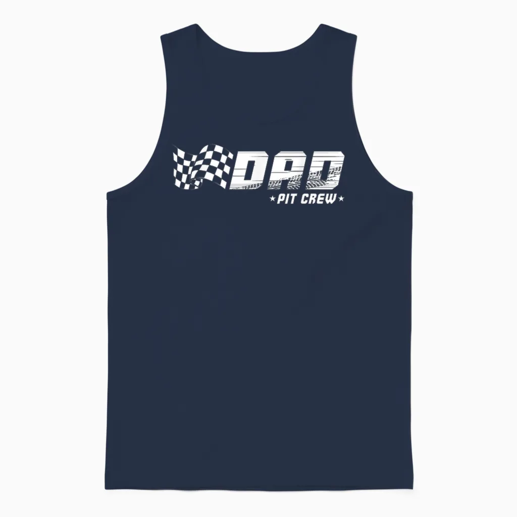 Dad Pit Crew Race Car Birthday Family Racing Unisex Tank Top in Navy