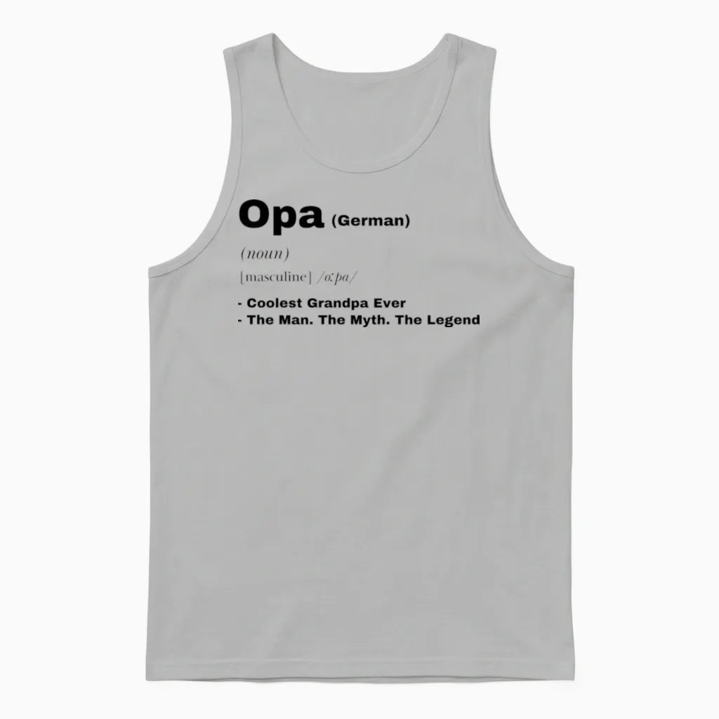 Funny German Opa Grandpa Design Unisex Tank Top in Ash
