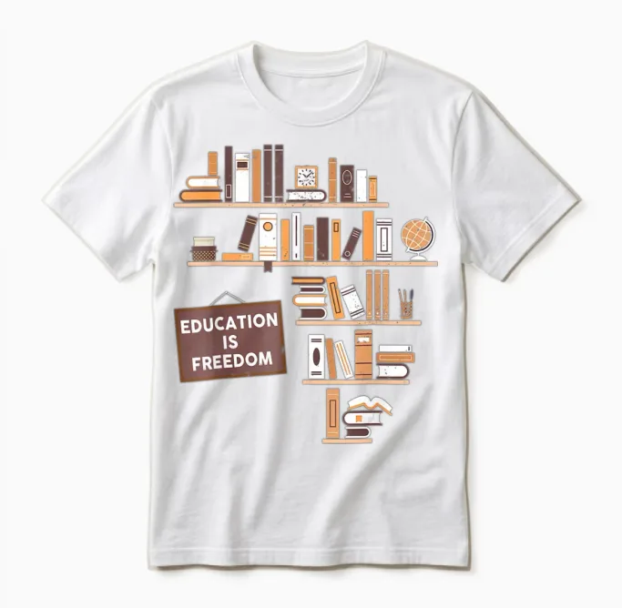 Education Is Freedom African American Unisex T-Shirt in White