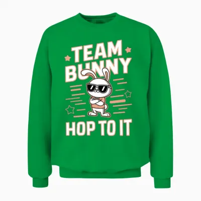Team Bunny Hop to It Funny Rabbit Unisex Sweatshirt - Irish Green