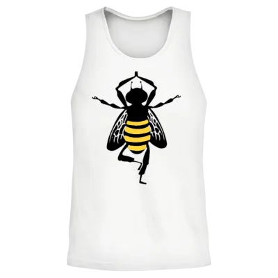 Funny Bee Yoga Unisex Tank Top - White
