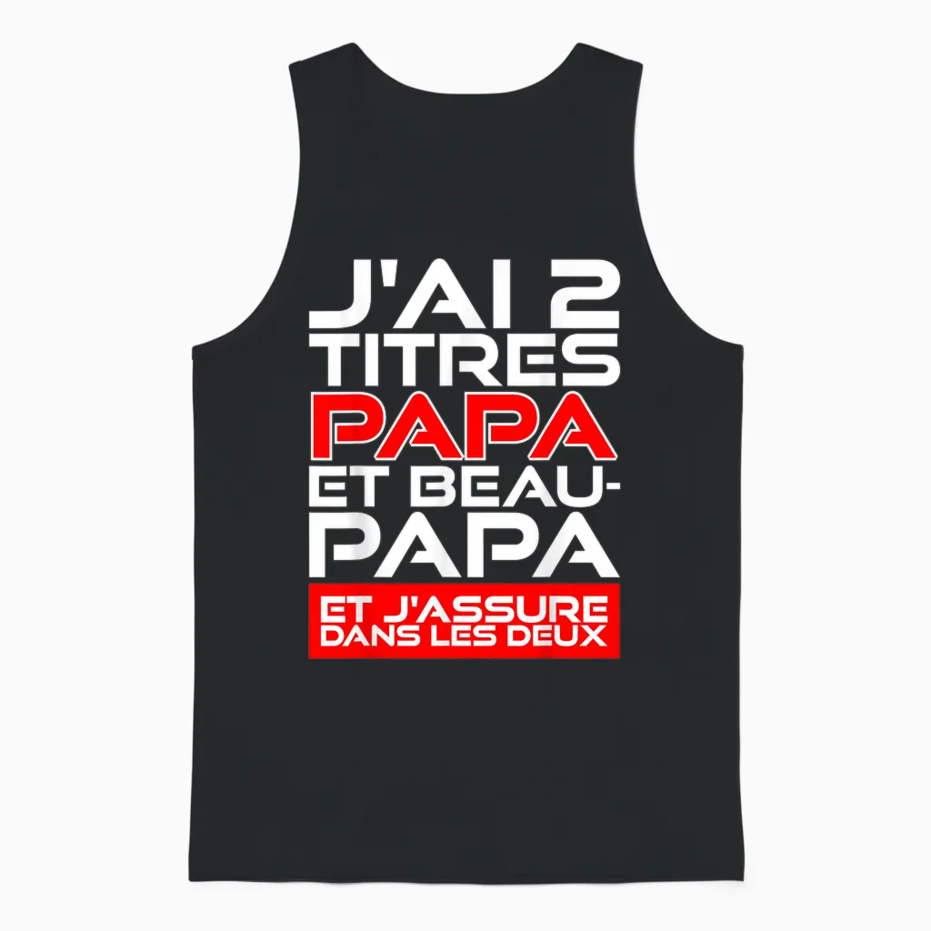 Gift in Law Dad and Dad Two Titles Humour Father's Day Unisex Tank Top in Black