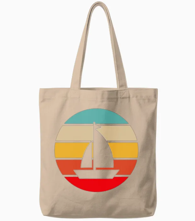 Sailing Retro Tote Bags in Natural