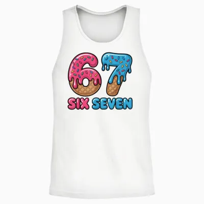 Ice Cream Drip 67 Meme Six Seven Funny Gen Alpha Slang Unisex Tank Top - White