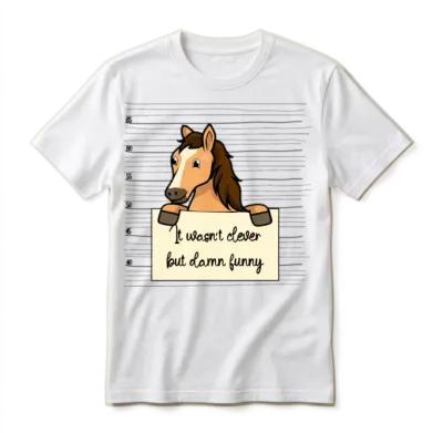 Horse Was Not Clever but Funny Unisex T-Shirt - White