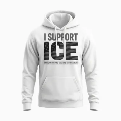 I Support Ice, Immigration Officers American Flag Vintage Unisex Hoodie - White