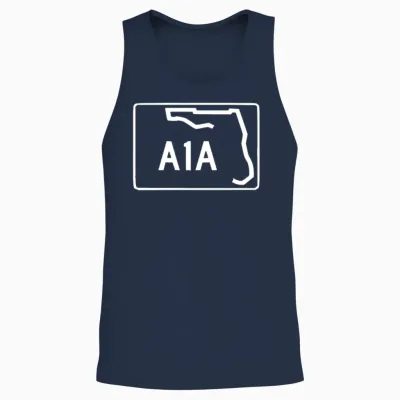 Retro A1a Beachfront Avenue Florida State Unisex Tank Top - Navy