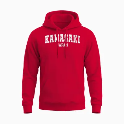 Kawasaki City Retro College Japanese Style Kawasaki T-Shirt, Black, S Unisex Hoodie - Red