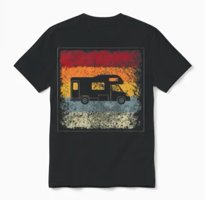 Camping Retro Unisex T-Shirt - Black
