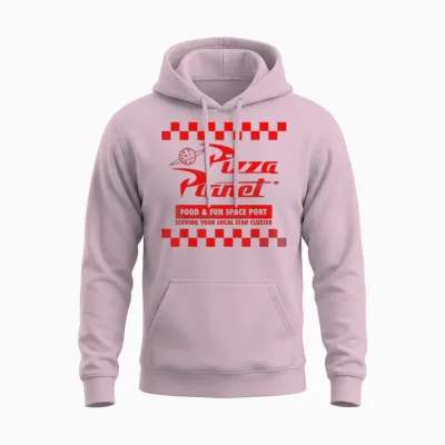 Disney Pixar Toy Story Pizza Planet Checkered Logo Unisex Hoodie - Light Pink