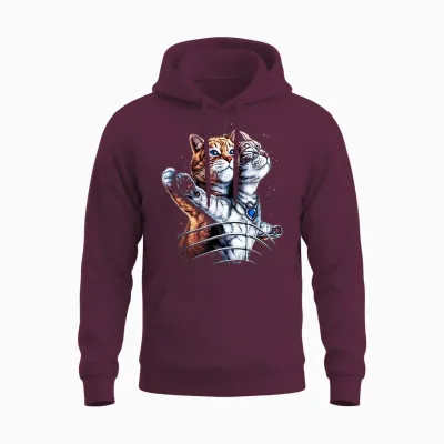 Titanic Cat T-Shirt, Black, S Unisex Hoodie - Maroon