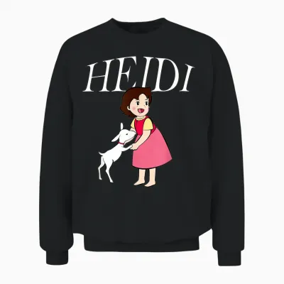 Heidi with Goat Cute Cartoon Tv Series with Logo T-Shirt, Black Unisex Sweatshirt - Black