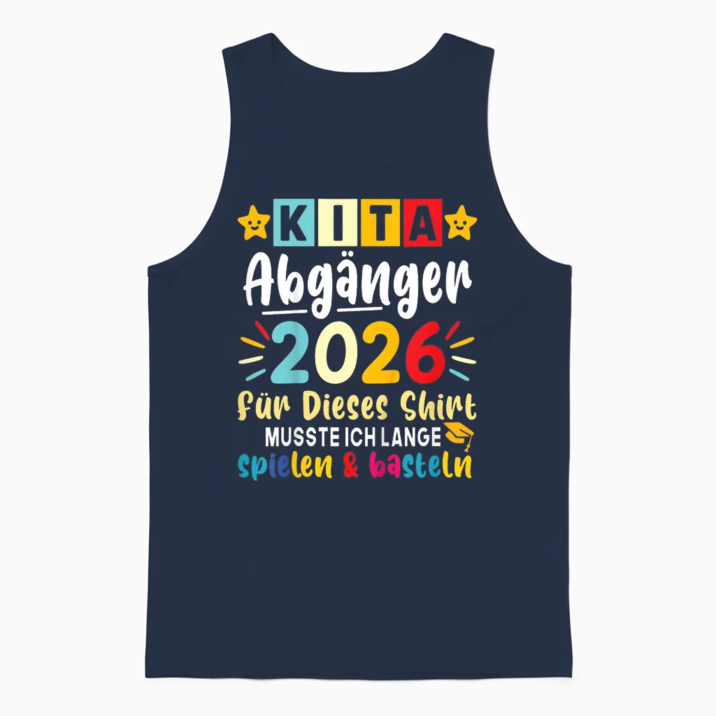 Children's Kita Leavers 2026 First Day of School After Nursery Unisex Tank Top in Navy
