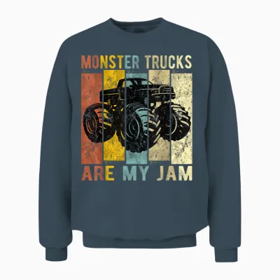 Monster Trucks Are My Jam Vintage Retro Monster Truck Unisex Sweatshirt - Dark Heather