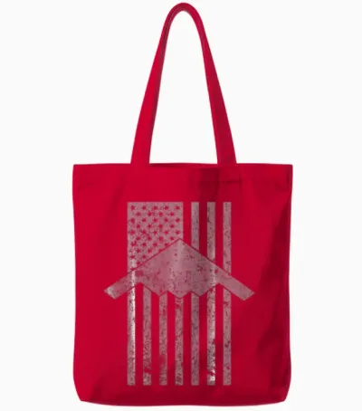 B 2 Spirit Stealth Bomber Patriotic Vintage Tote Bags - Red