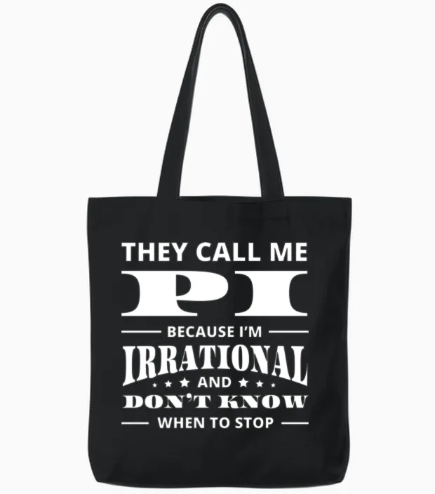 Funny Pi Day Tote Bags in Black
