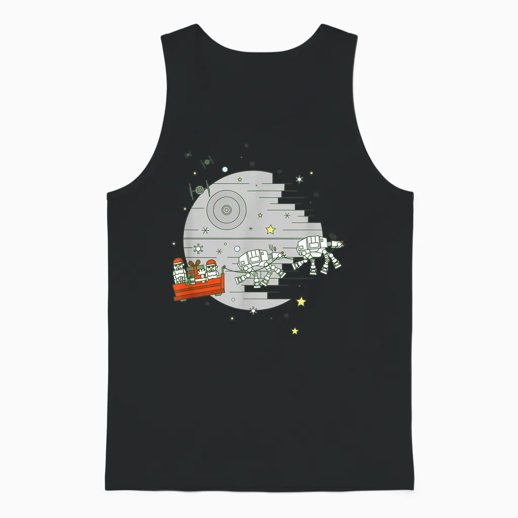 Star Wars Christmas Death Star Sleigh Ride Unisex Tank Top in Black