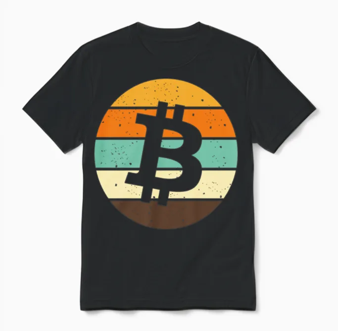 Retro Bitcoin Vintage Crypto Blockchain Unisex T-Shirt in Black