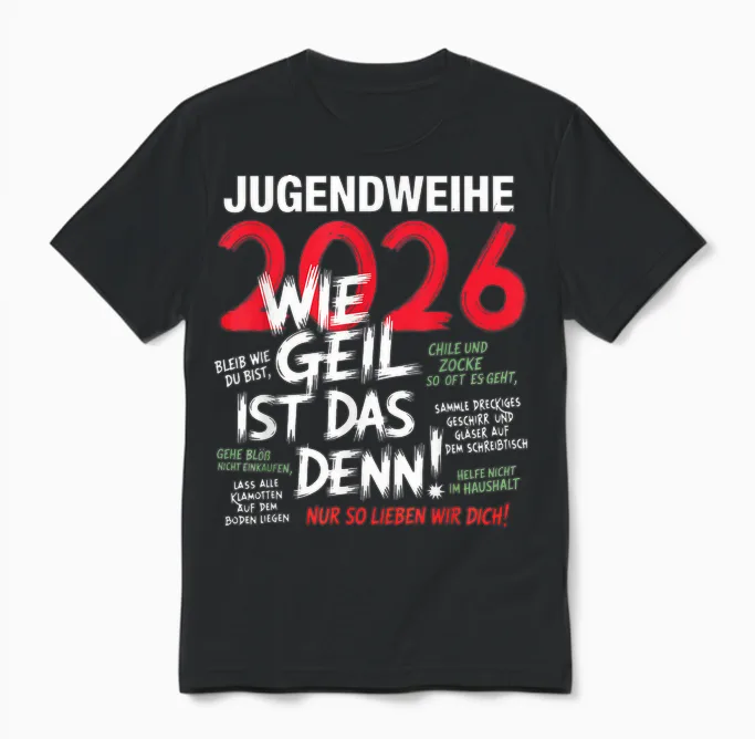 Jugendweihe 2026 Wie Geil Ist Das Denn Funny Saying Unisex T-Shirt in Black